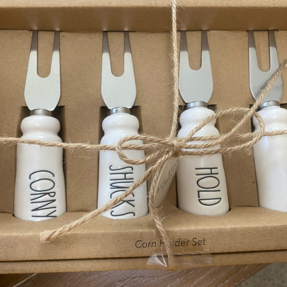 White - Rae Dunn corn holder sets! NIB